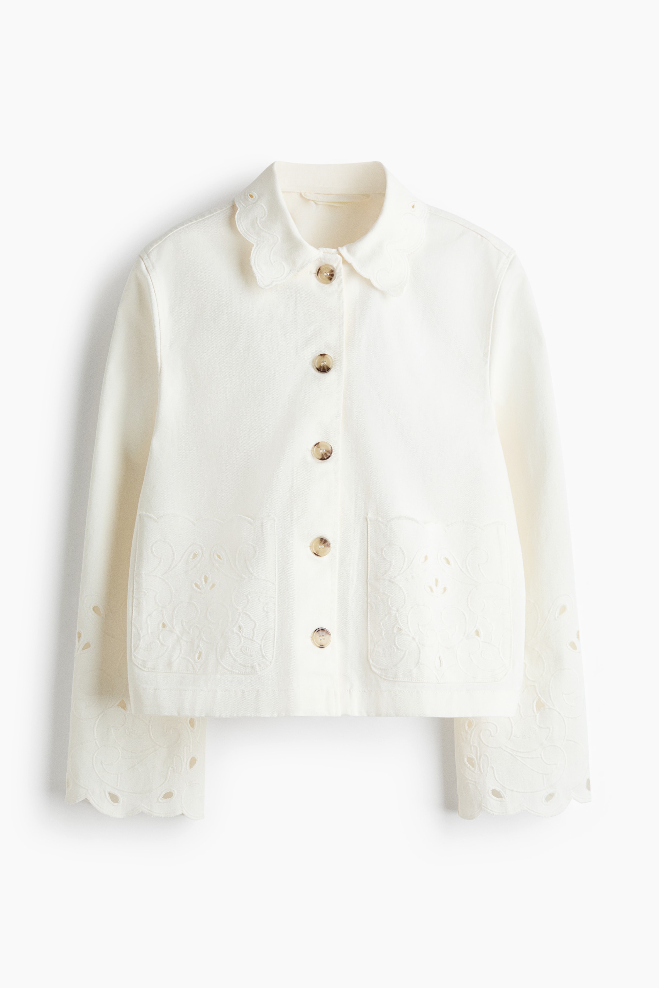 Twill Jacket with Eyelet Embroidery