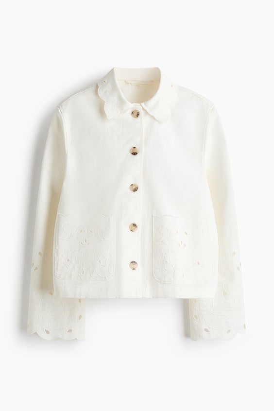 Twill Jacket with Eyelet Embroidery