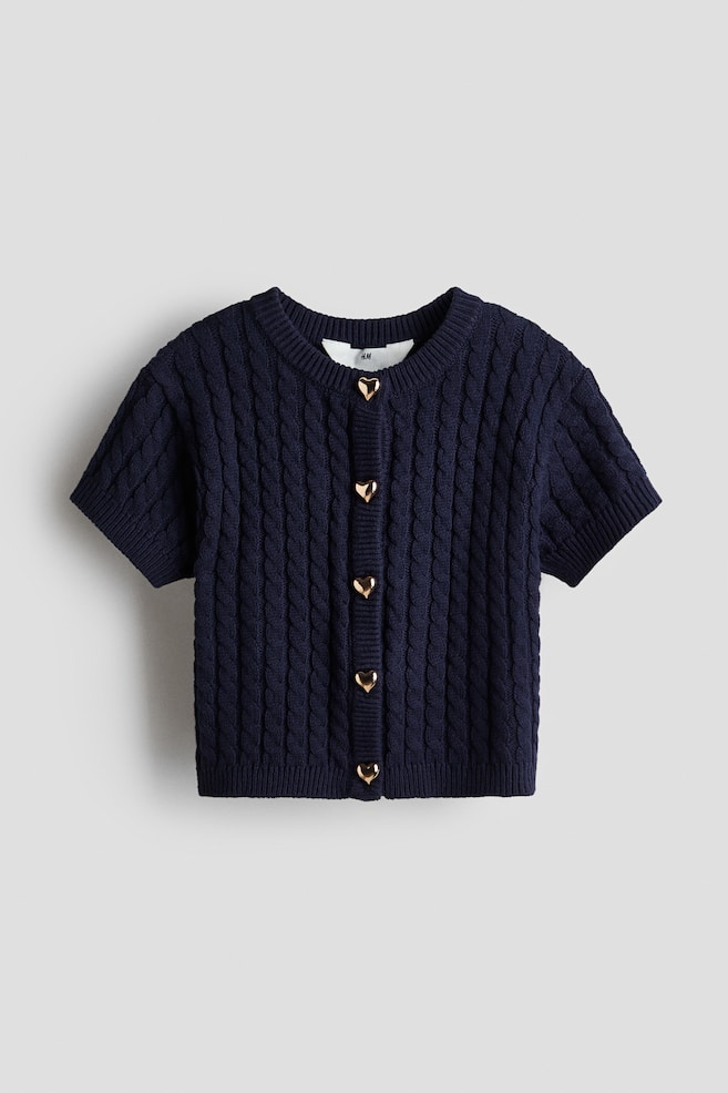 Cardigan in maglia a trecce - Blu navy/Rosa chiaro/Rosso/Bianco - 1