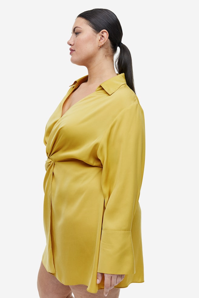Twist-detail shirt dress - Yellow/Black/Yellow/Tie-dye - 5