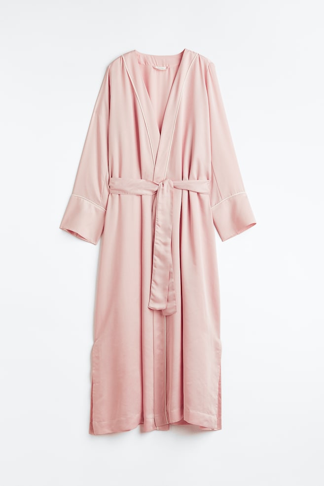 Satin dressing gown - Powder pink/Black/Light beige/Brown - 1