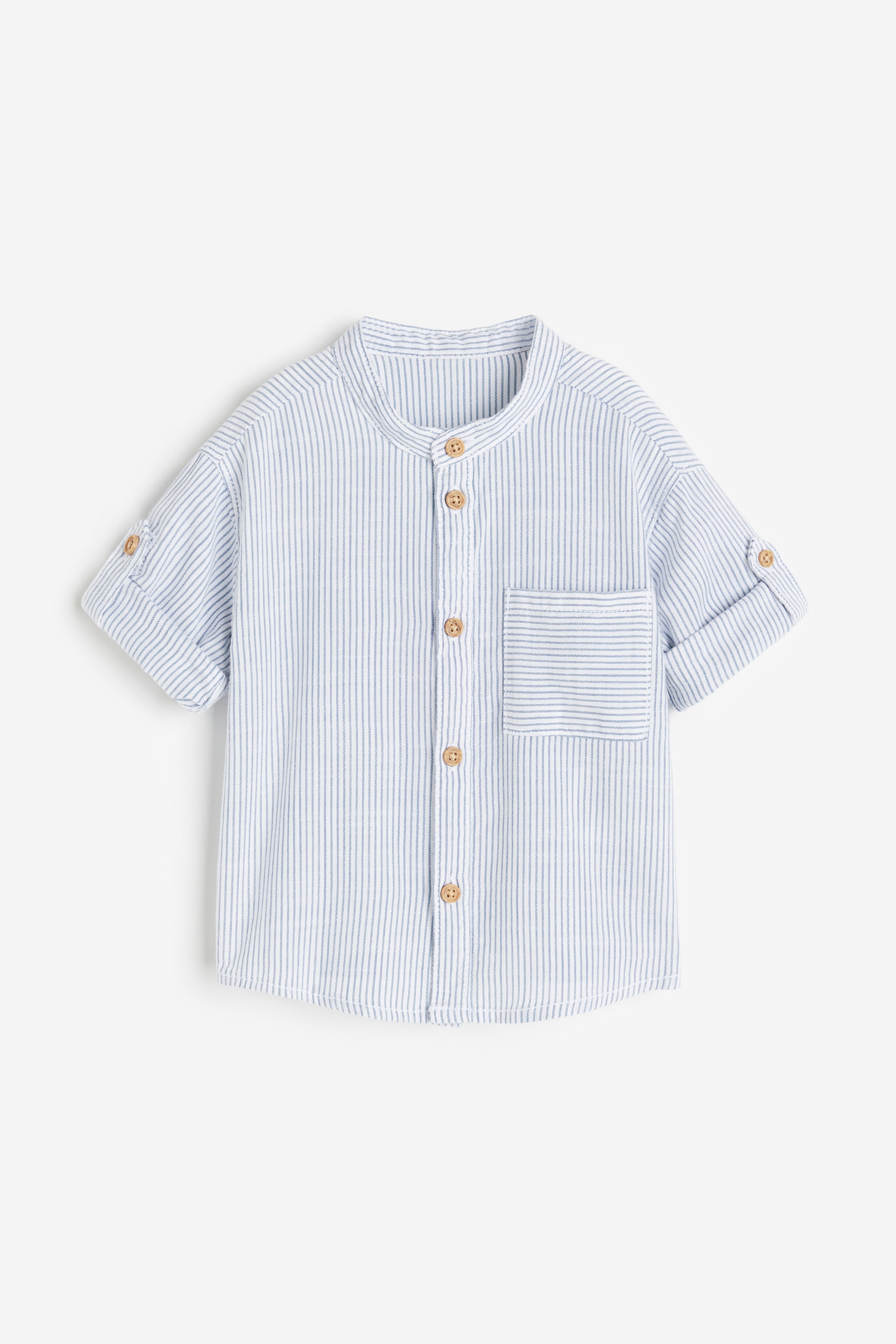 Band-collar Cotton Shirt