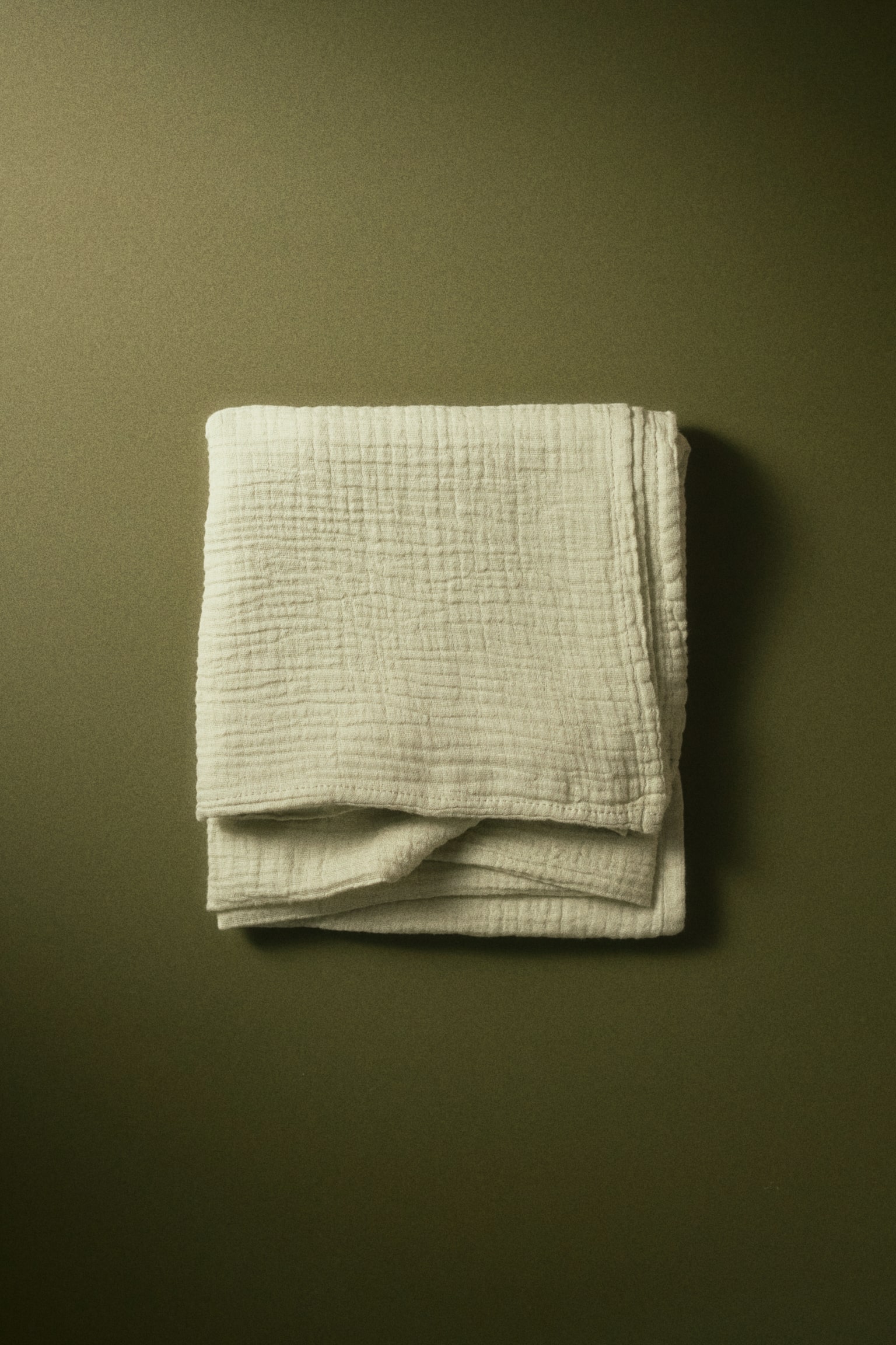Cotton muslin baby blanket - Sage green/Light pink/Light beige/White - 2