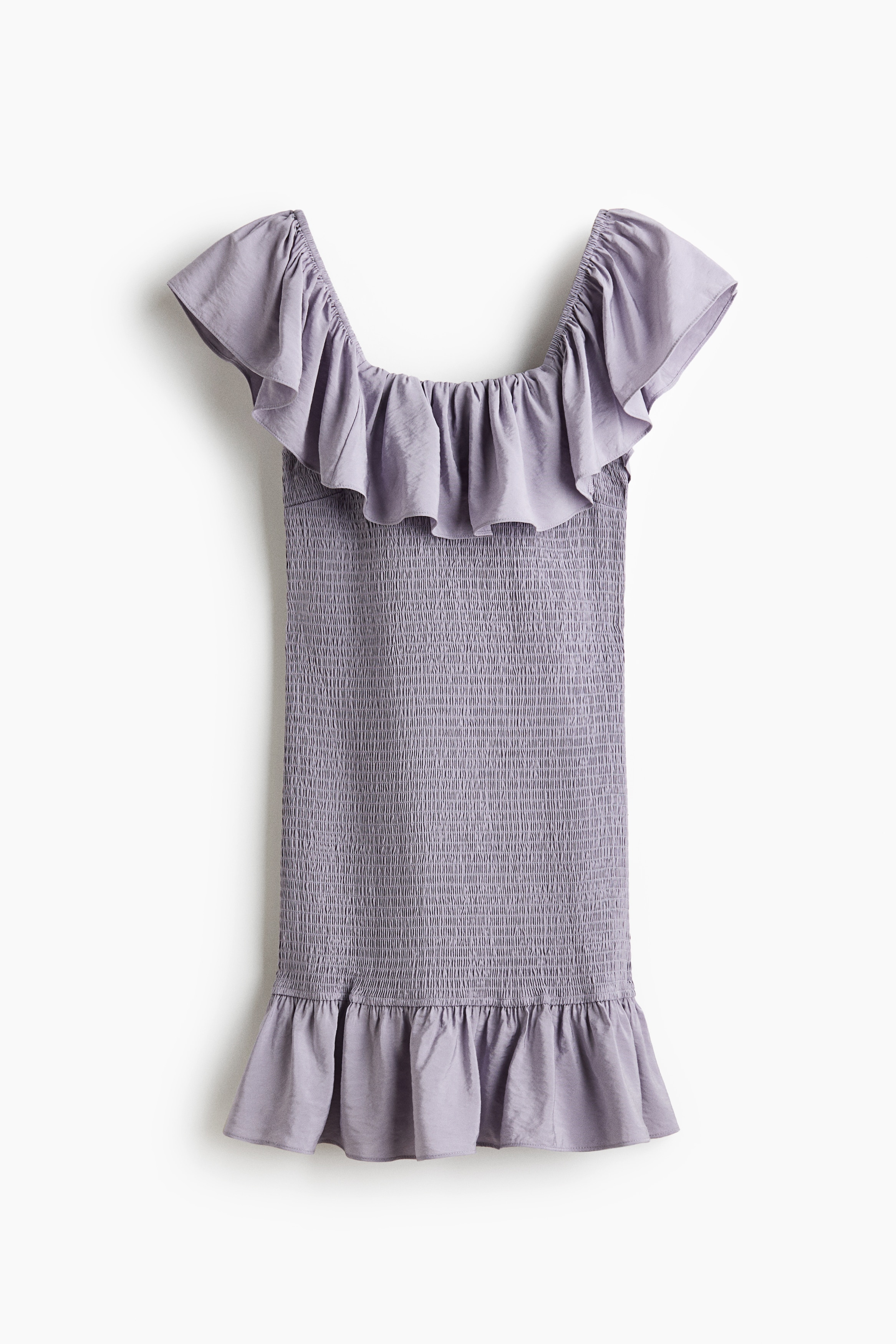 Flounced off-the-shoulder dress - Light purple/Rust brown/Black