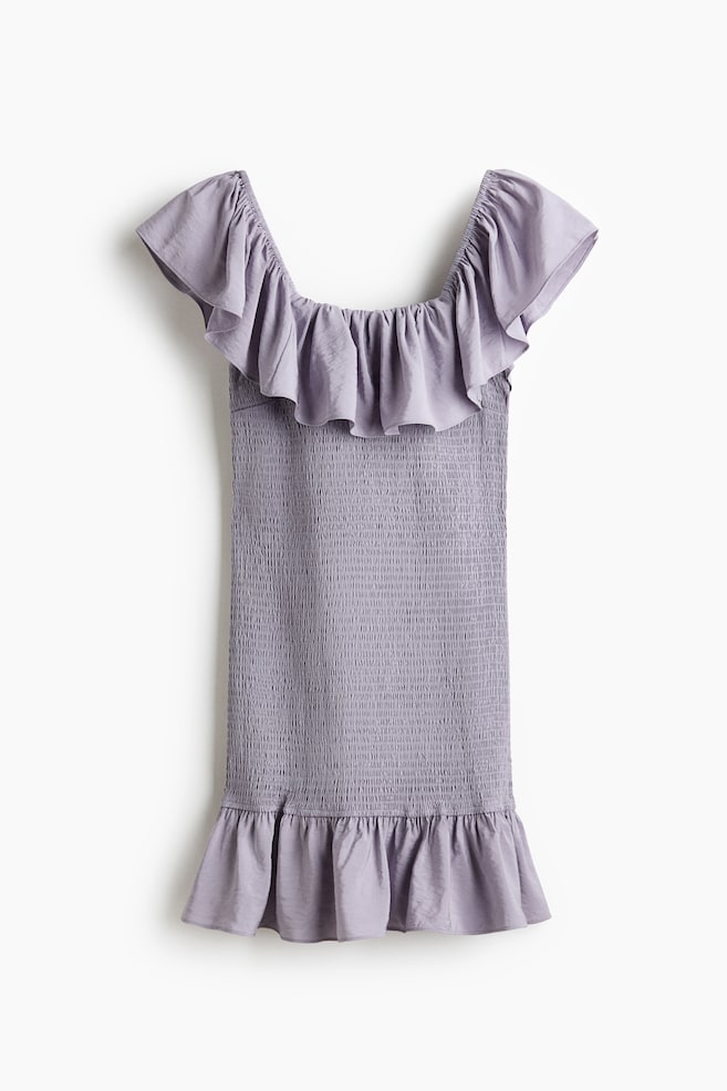 Robe épaules nues volantée - Violet clair/Noir/Brun rouille - 1
