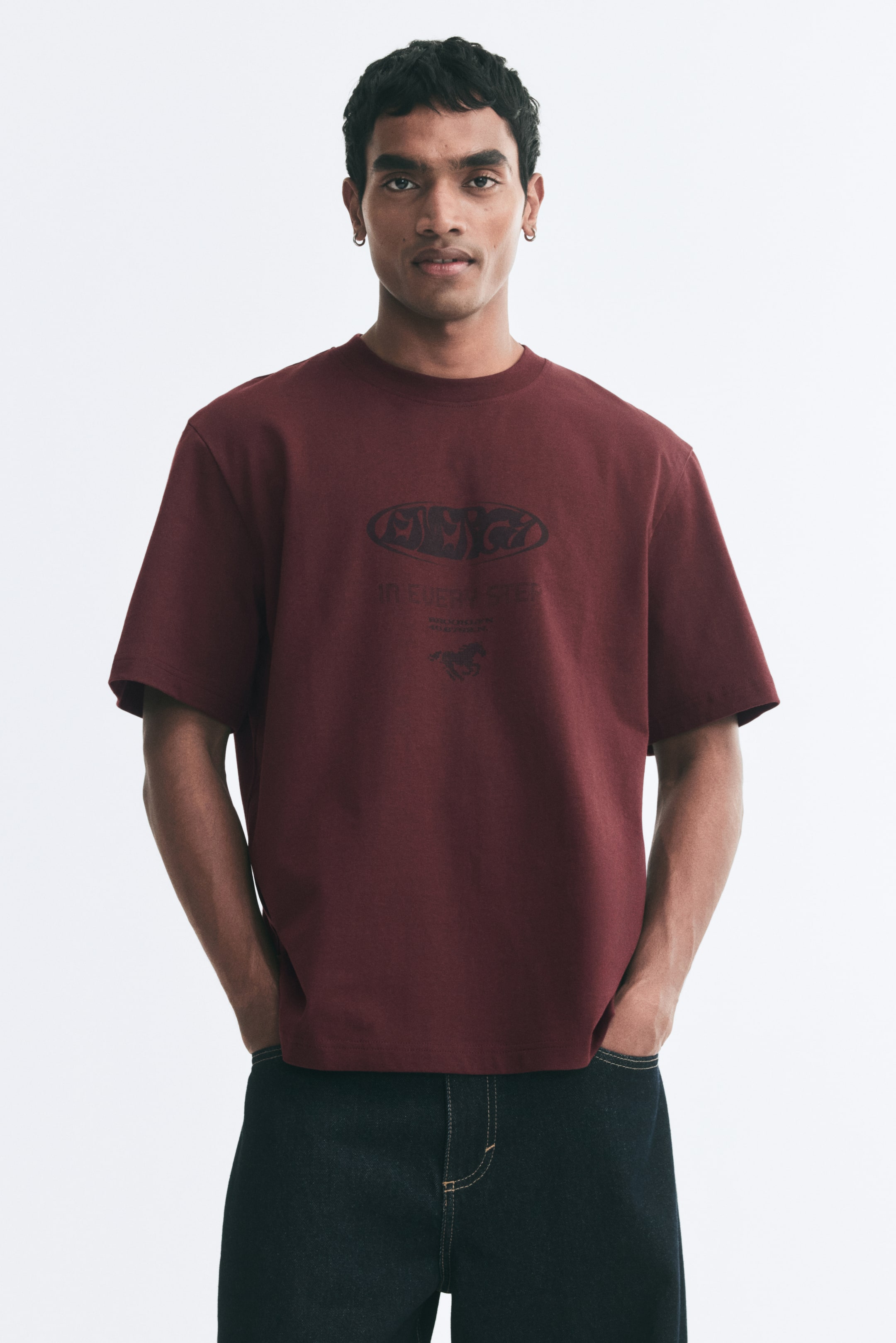 View larger image: Regular Fit Printed T-shirt - Burgundy - Men | H&M IN 1