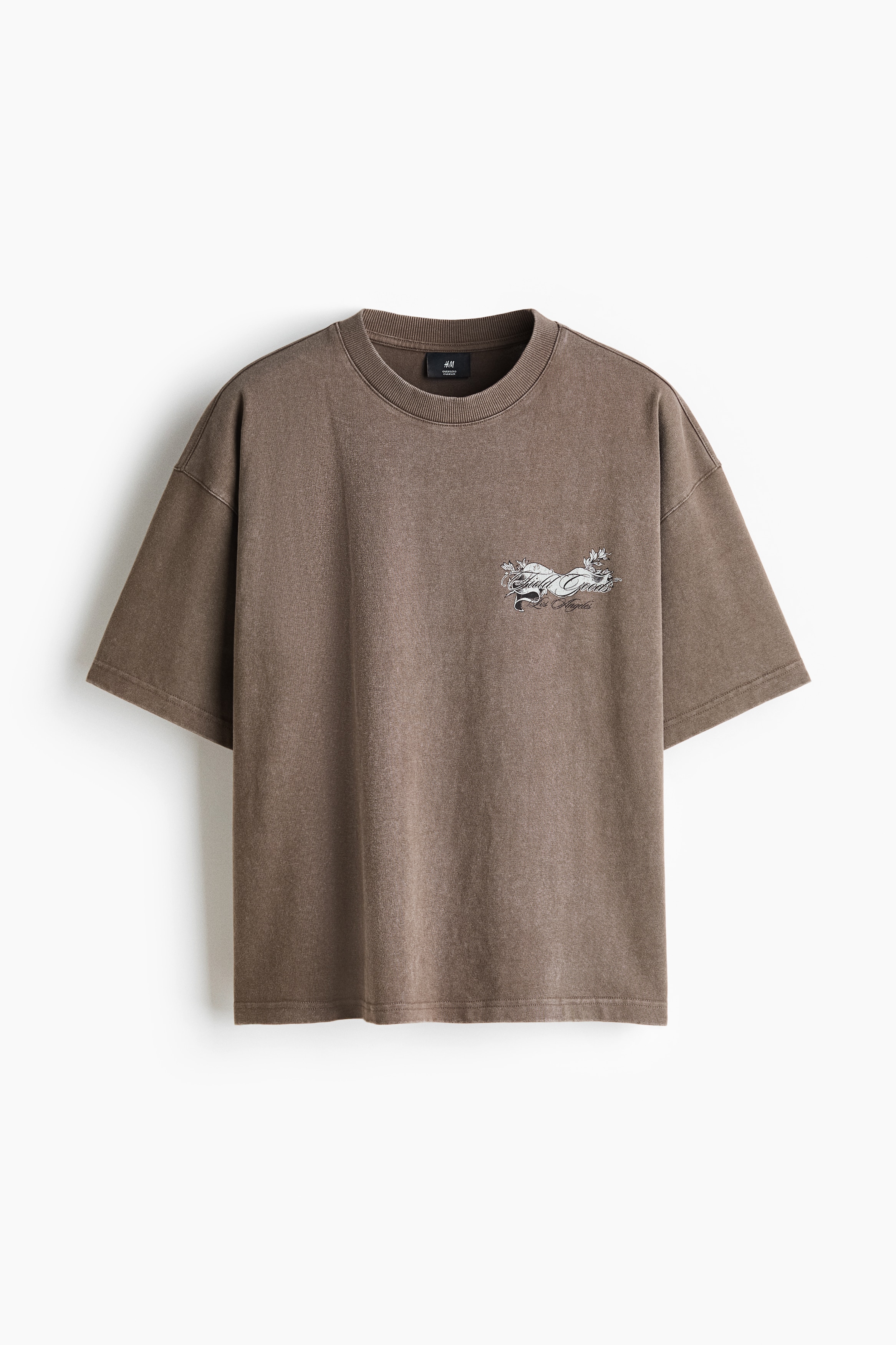 Oversized Boxy Printed Cotton T-Shirt - Dark taupe/Field Goods/White/Alta Valley Idaho