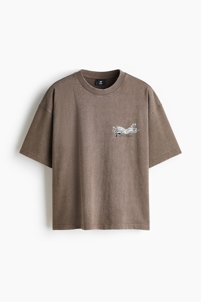 Oversized Boxy Printed Cotton T-Shirt - Dark taupe/Field Goods/White/Alta Valley Idaho - 1