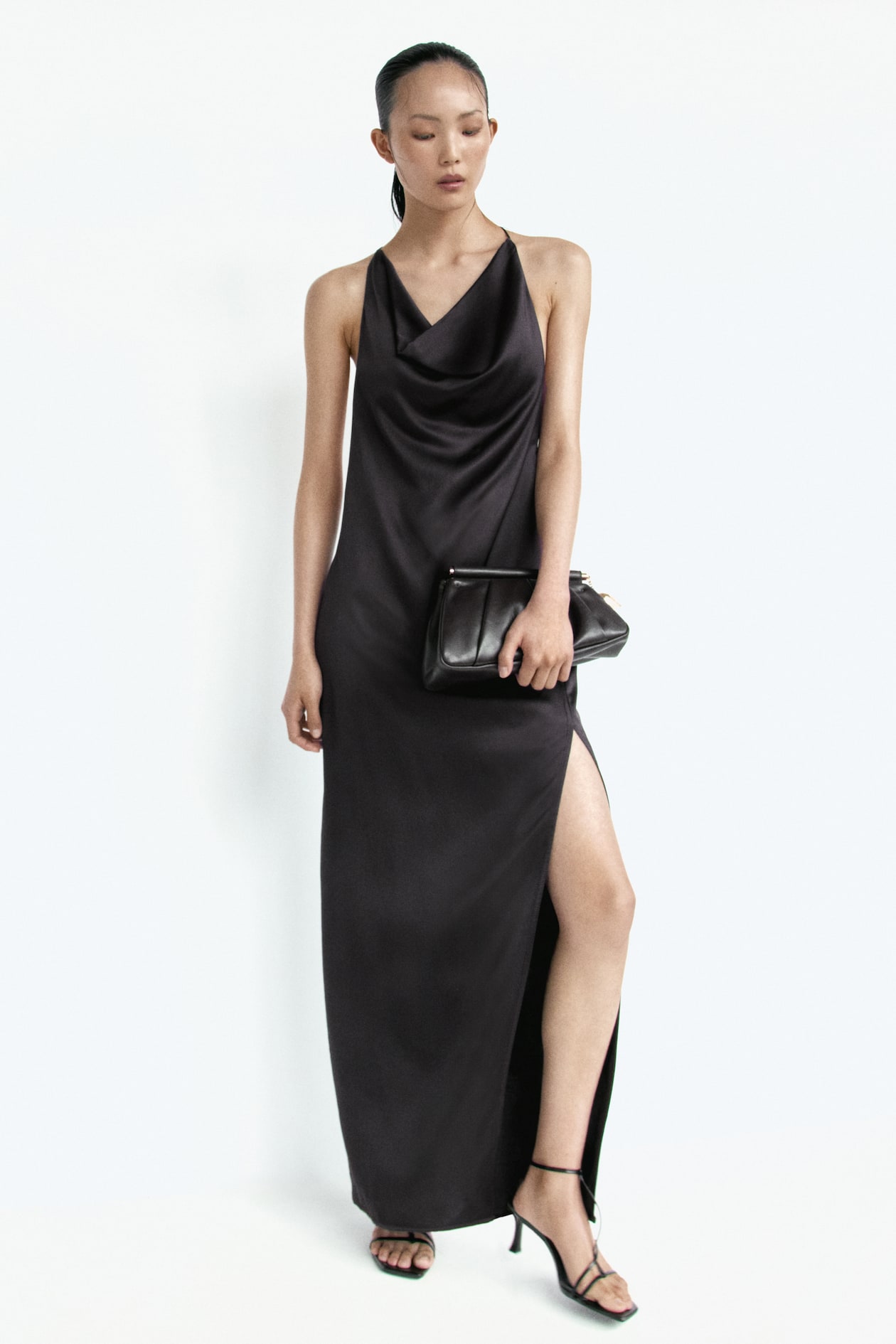 Cowl-Neck Viscose Satin Dress - image 5