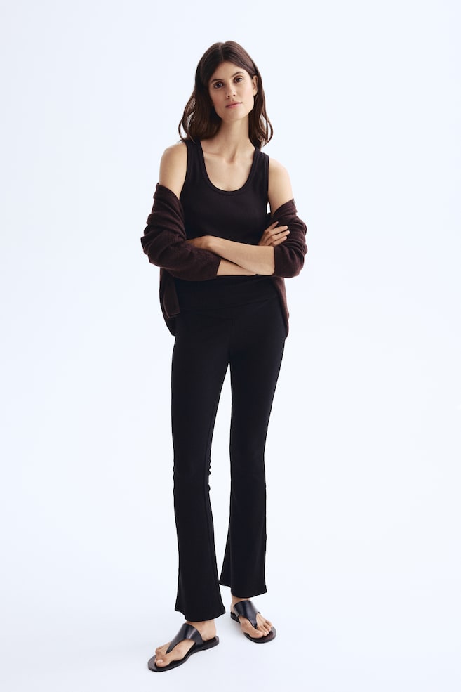 MAMA Before & After Ribbed Pants - Black/Beige - 6