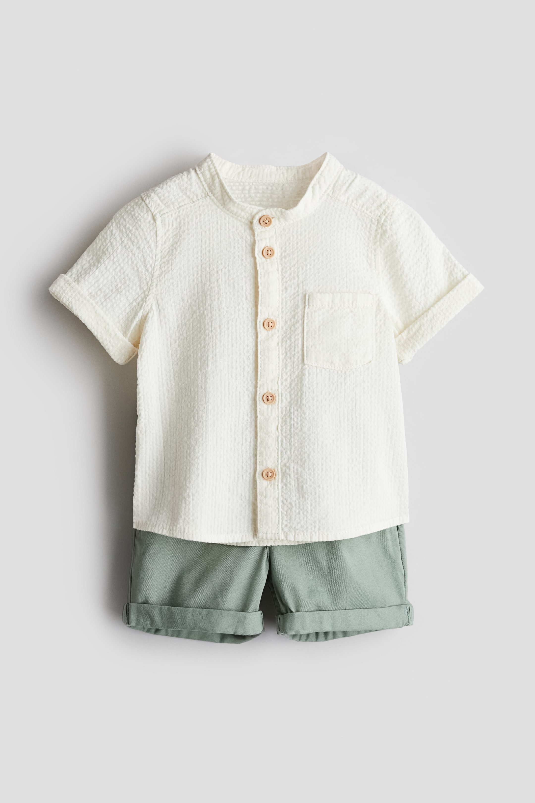 2-piece Cotton Set - Dusty green/cream - Kids | H&M US