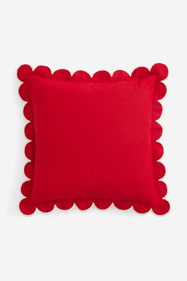 Linen-blend cushion cover - Red - 1