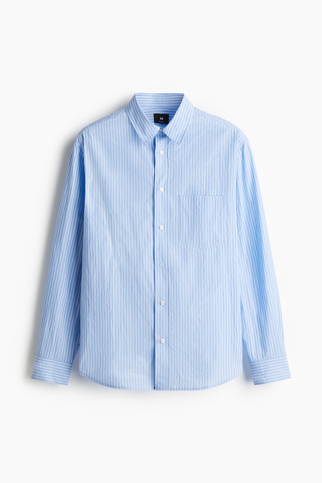 Regular-Fit Poplin Shirt - Light blue/Striped/Light blue/striped - 1