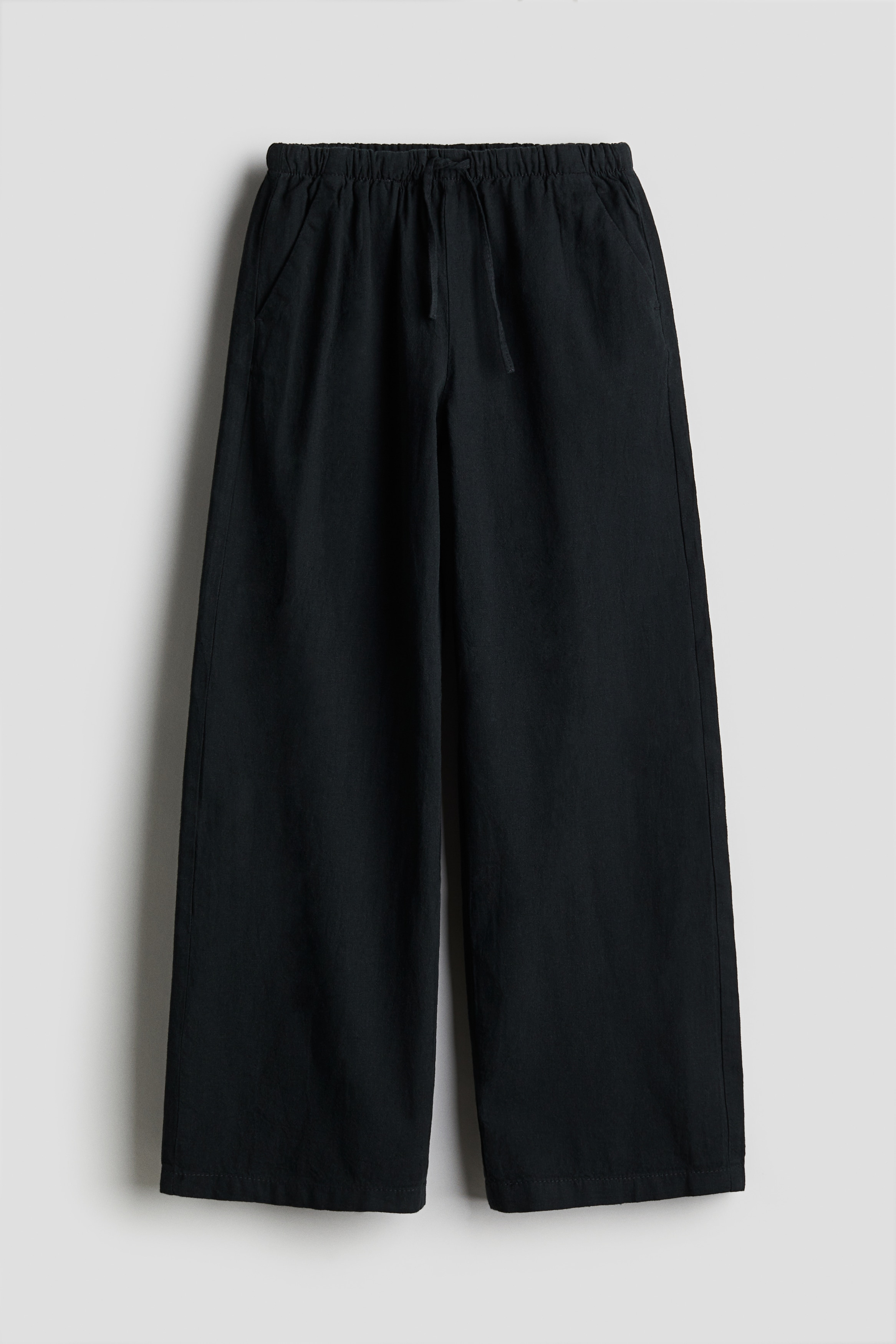 Wide linen-blend pull-on trousers - Black - Kids | H\u0026M GB