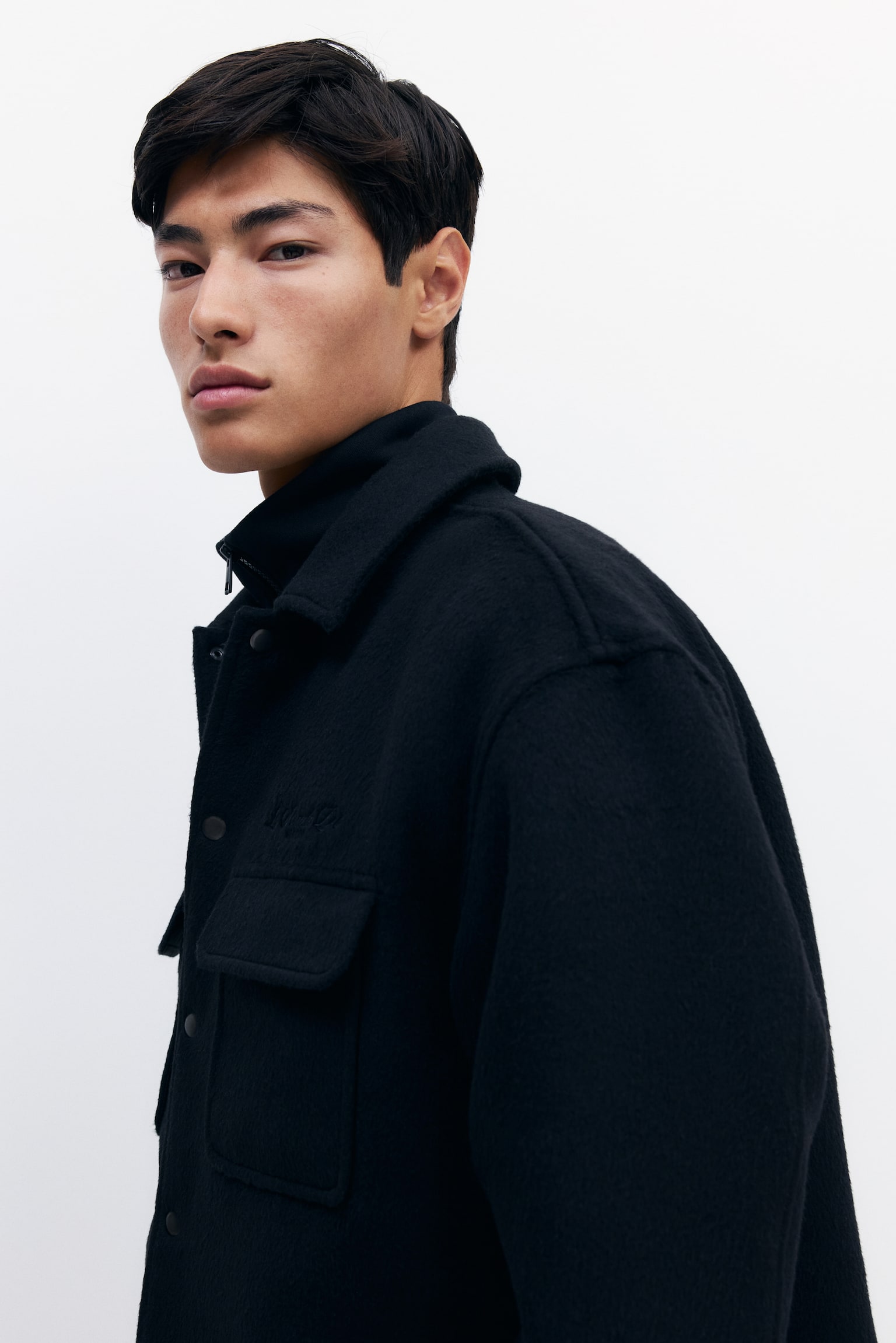 Wool-blend overshirt - Negro/Gris claro - 5