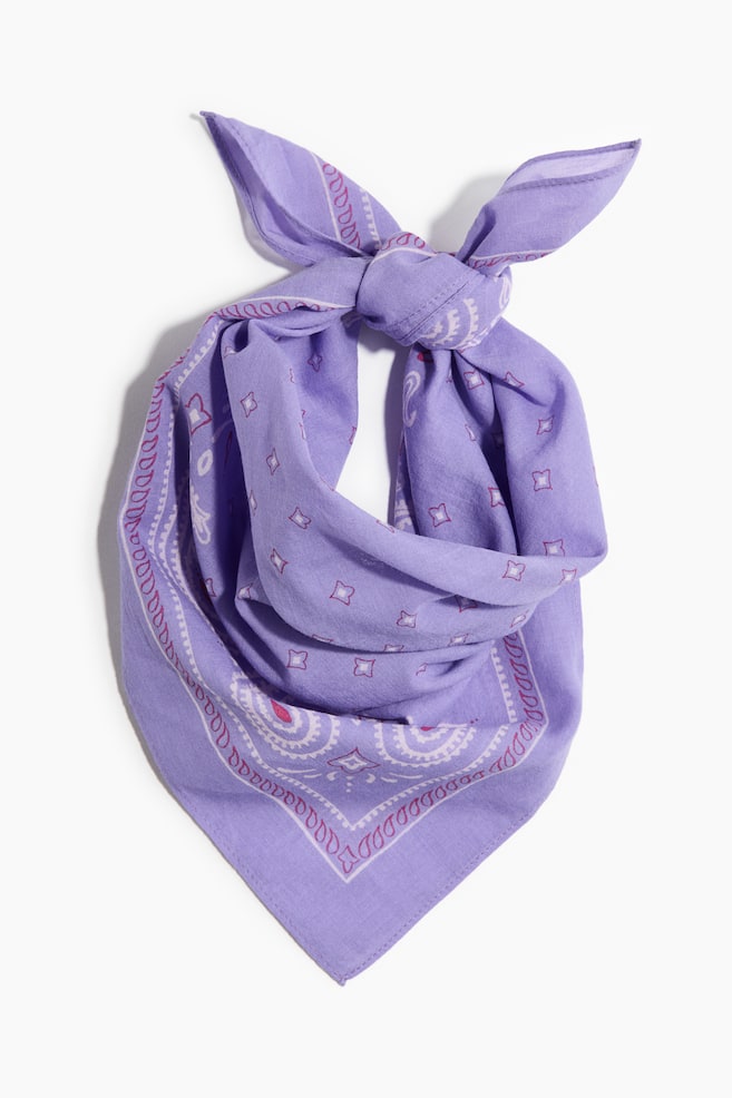 Patterned Cotton Scarf-Purple/paisley - 3