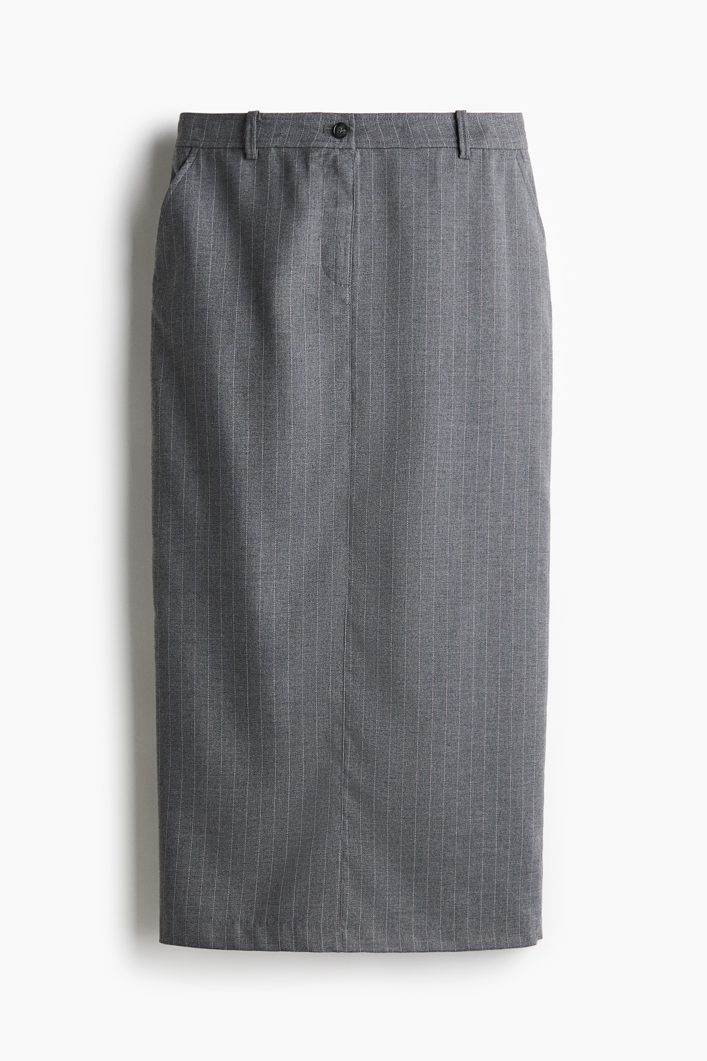 Women's Dark grey marl/Pinstriped Twill pencil skirt | H&M