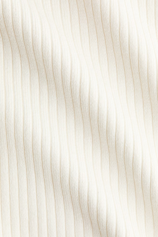Rib-knit turtleneck top - Cream/Black/Olive green - 5