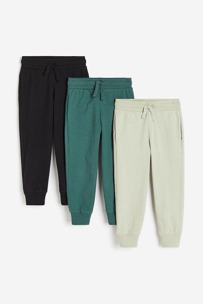 Lot de 3 pantalons jogger - Vert clair/vert foncé/noir/Bleu marine/gris clair chiné/Gris/gris foncé/Bleu foncé/marron - 1