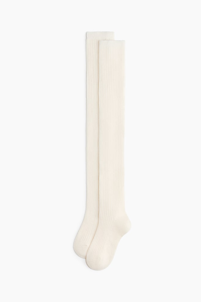 Overknee-strømper - Cream/Mørk brun - 1