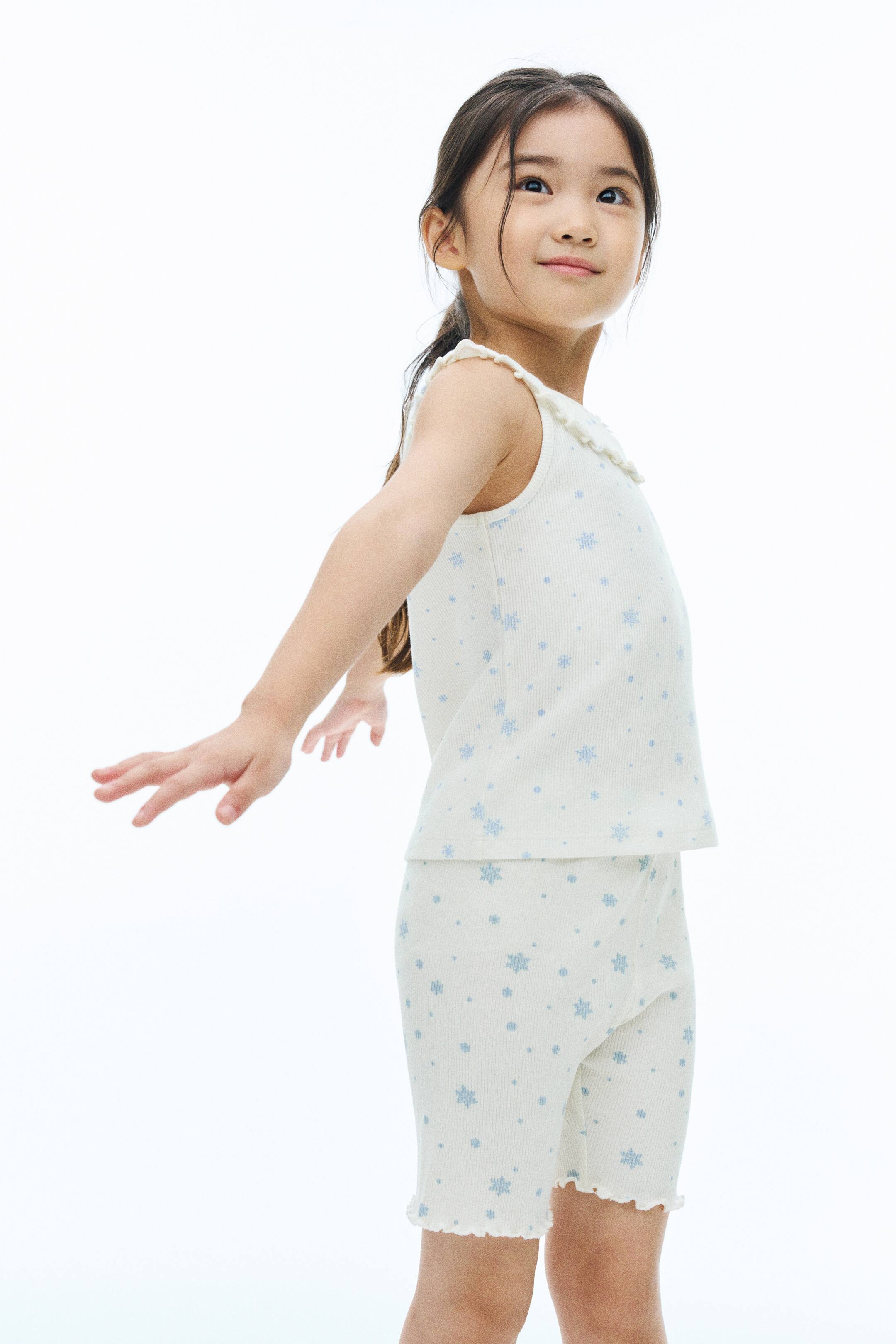 View larger image: Flounce-trimmed cotton top - Ivory/Snowflakes - Kids | H&M 1