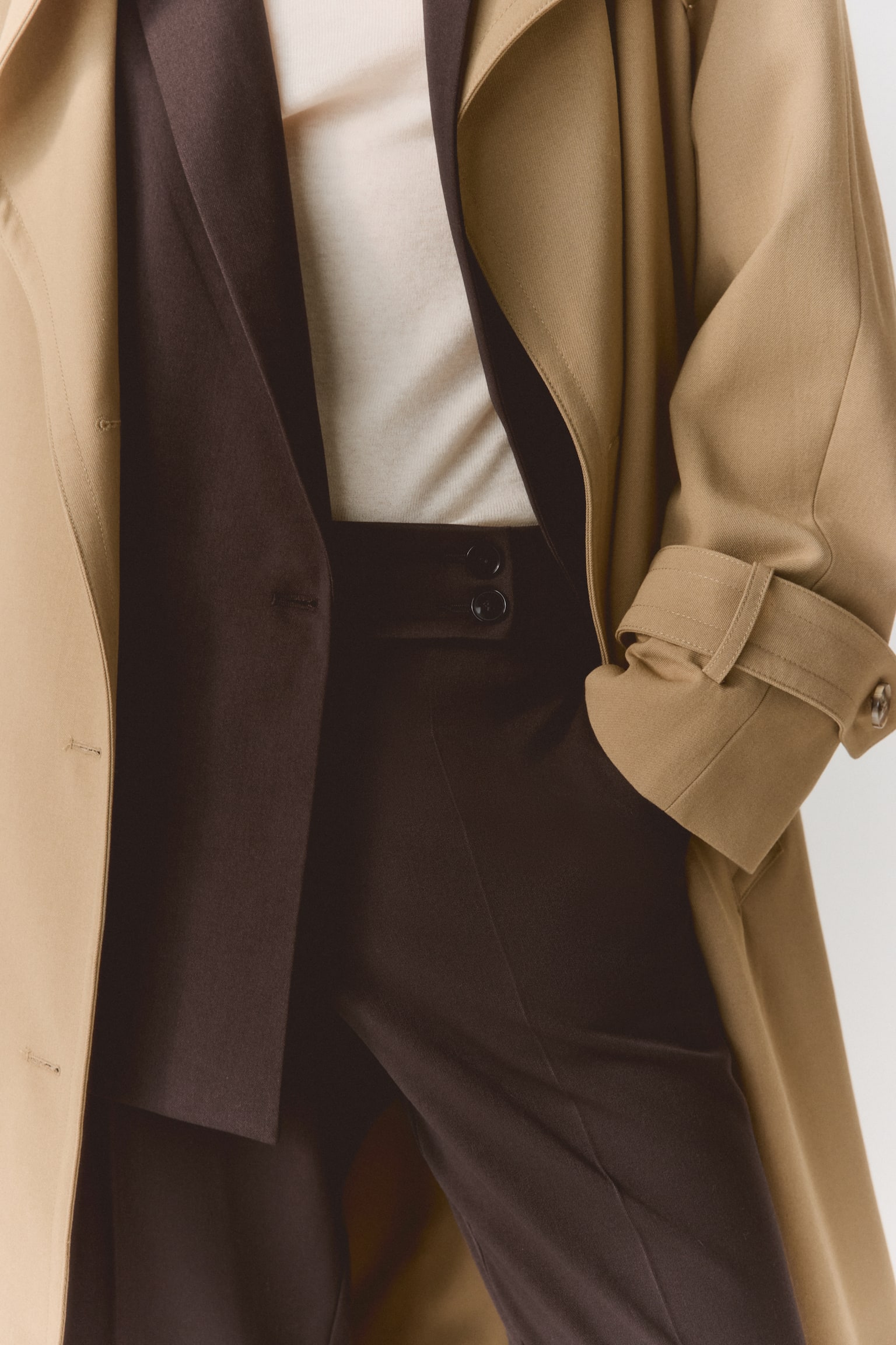 Bootcut-bukser i twill - Mørkebrun/Sort - 6