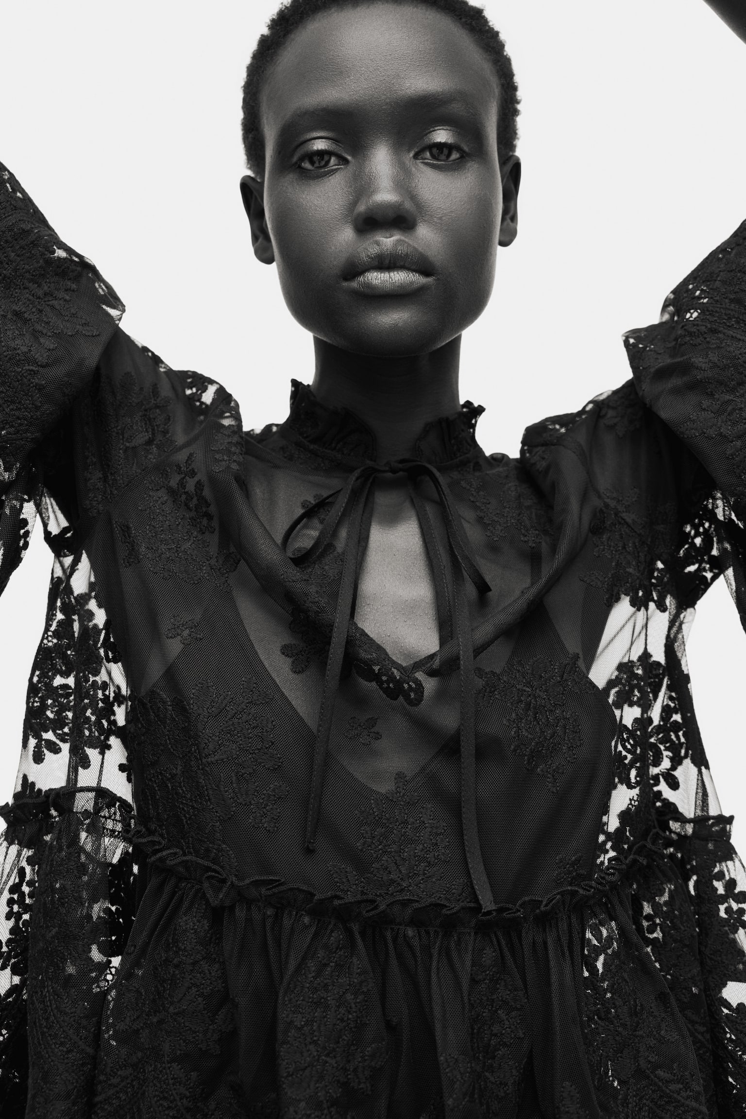 Lace blouse - Black/Powder pink/Cream - 6