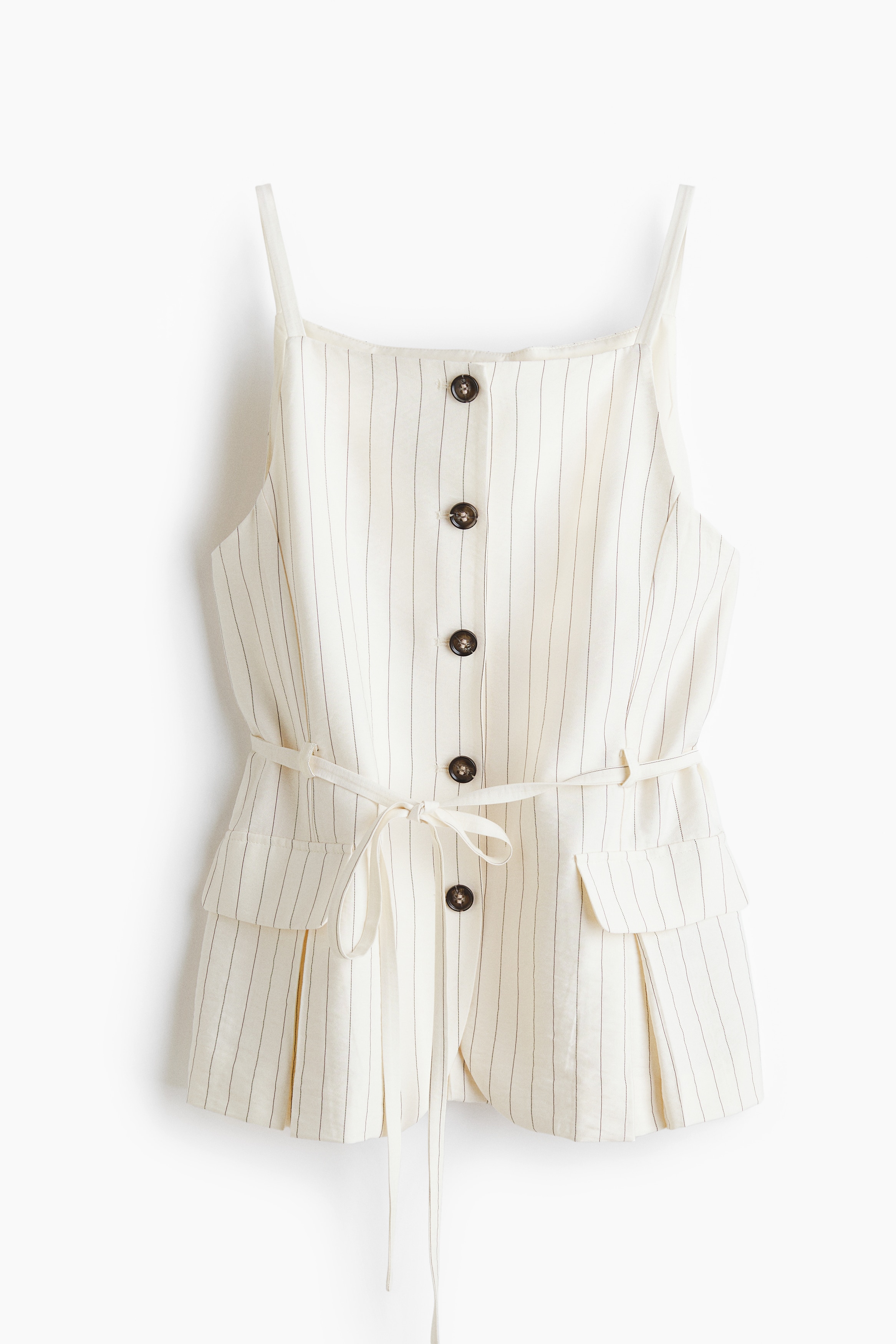 Peplum Vest - Cream/pinstriped