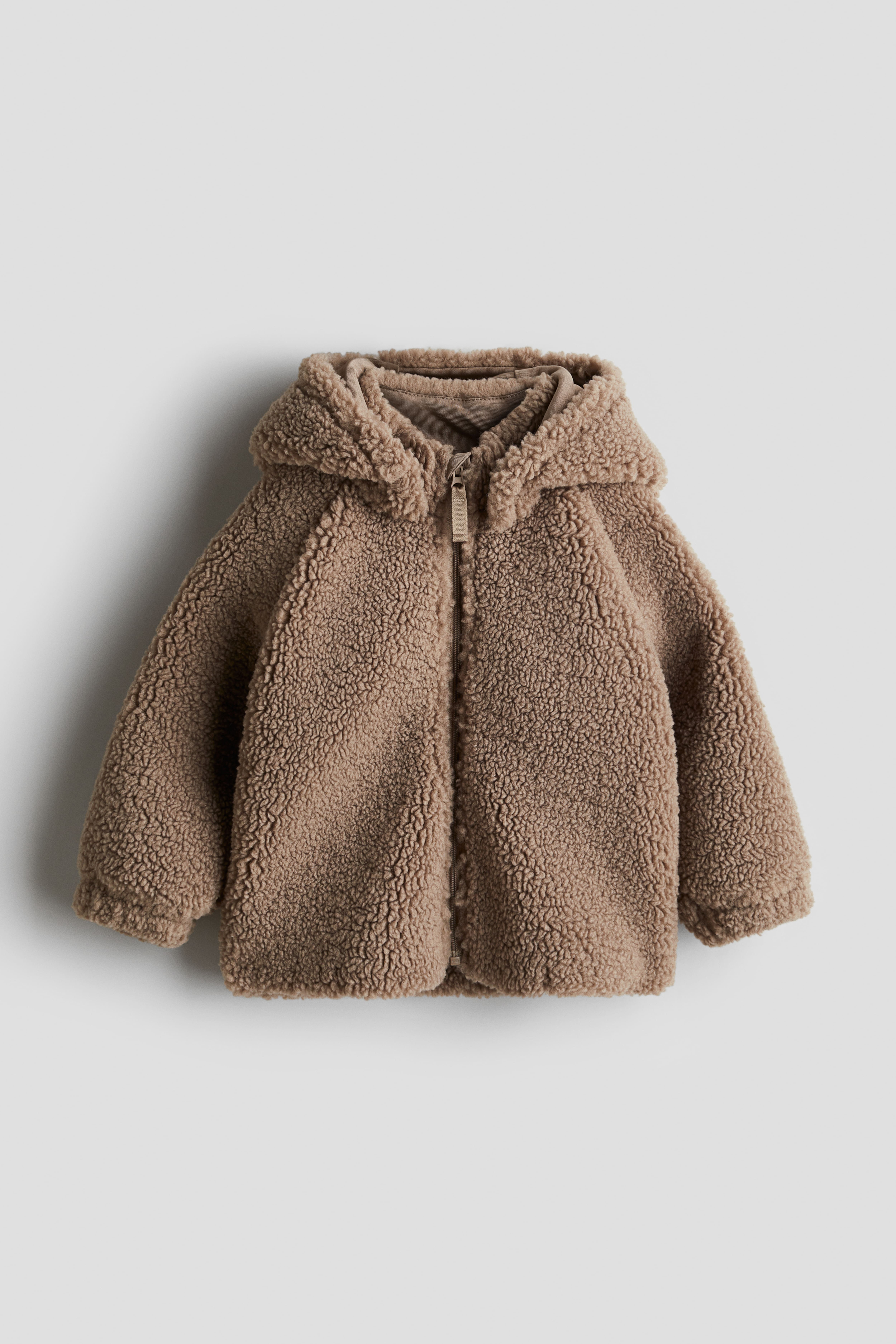 Hooded Pile Jacket Dark beige Kids H M US