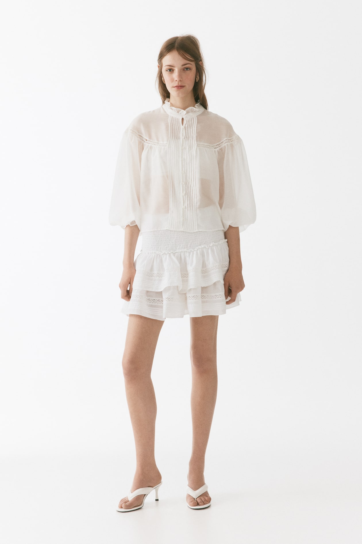 Ruffle-Trimmed Balloon-Sleeved Blouse - image 4