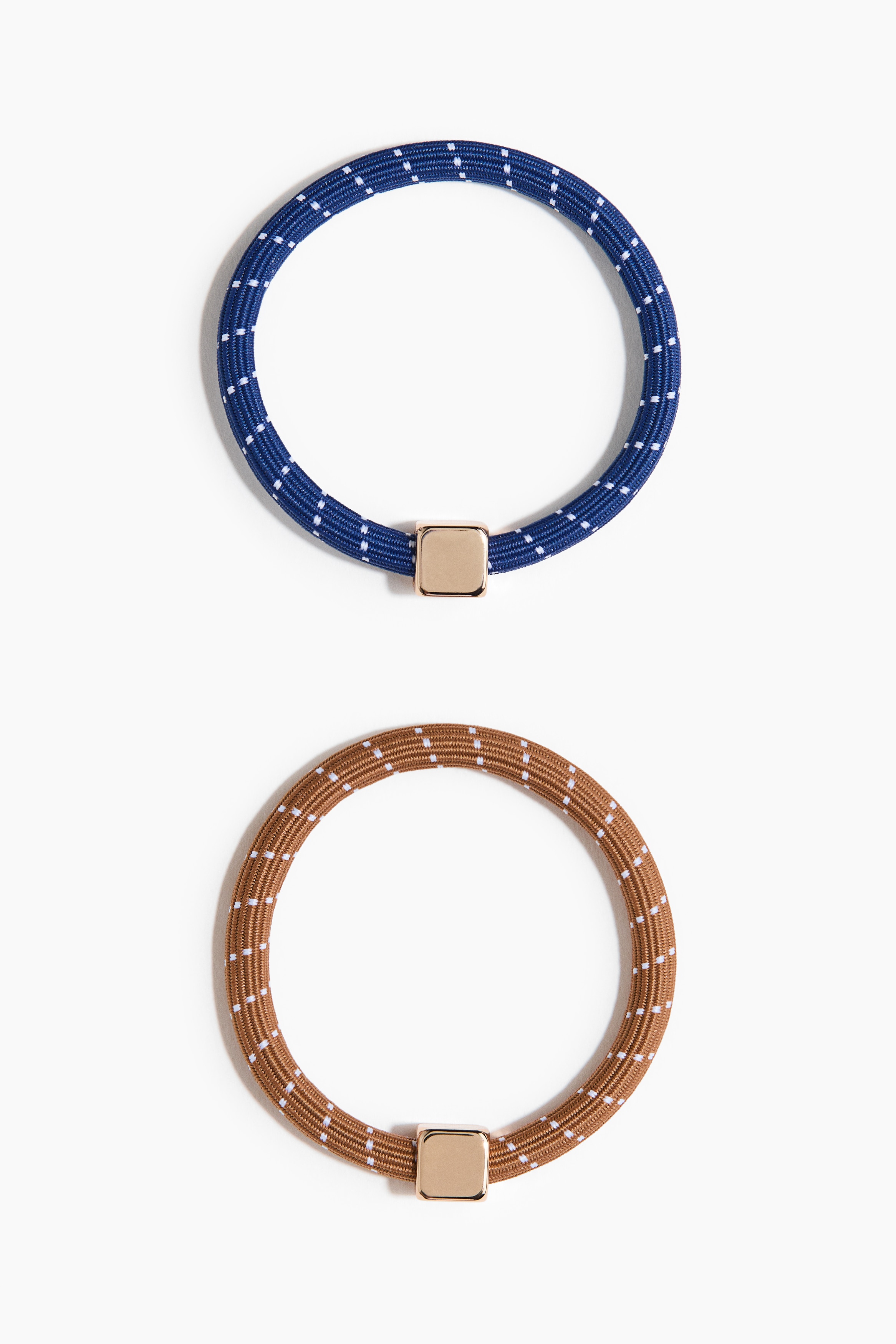 Dam - Mörkblå/Mörkbeige 2-pack hårsnodd  - H&M