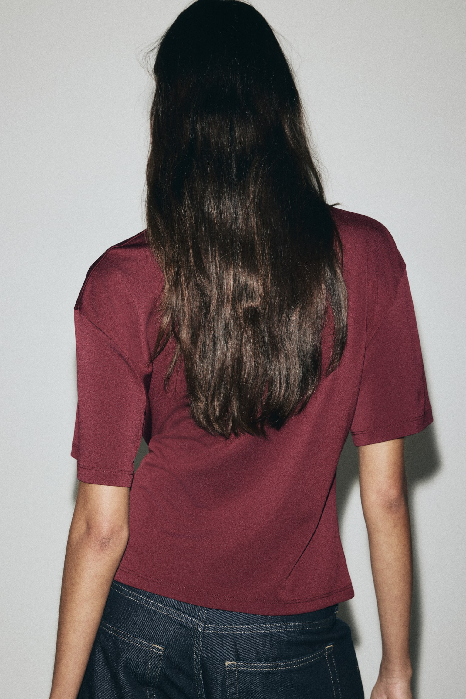 Tie-Detail Top - Burgundy/Black/Dark beige/White - 3