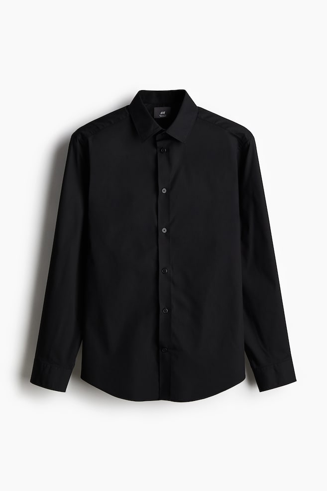 Regular Fit Easy Iron Shirt - Black/Light blue/White - 1