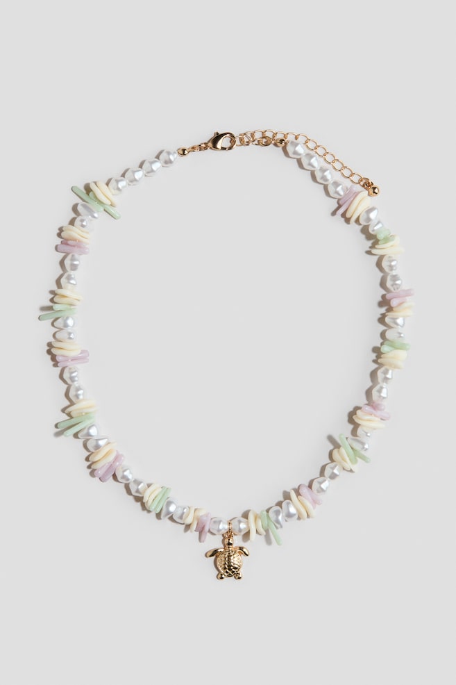 Necklace - Light green/pale purple/Gold-colored - 1