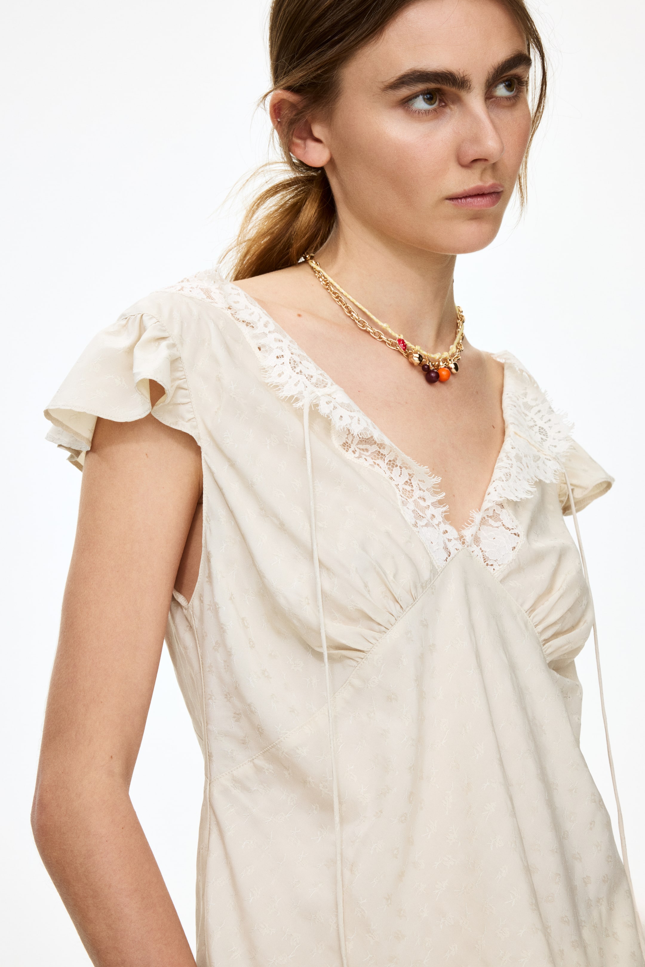 Vezi imaginea mai mare: Bluză din țesătură jacard - Crem - FEMEI | H&M RO 1