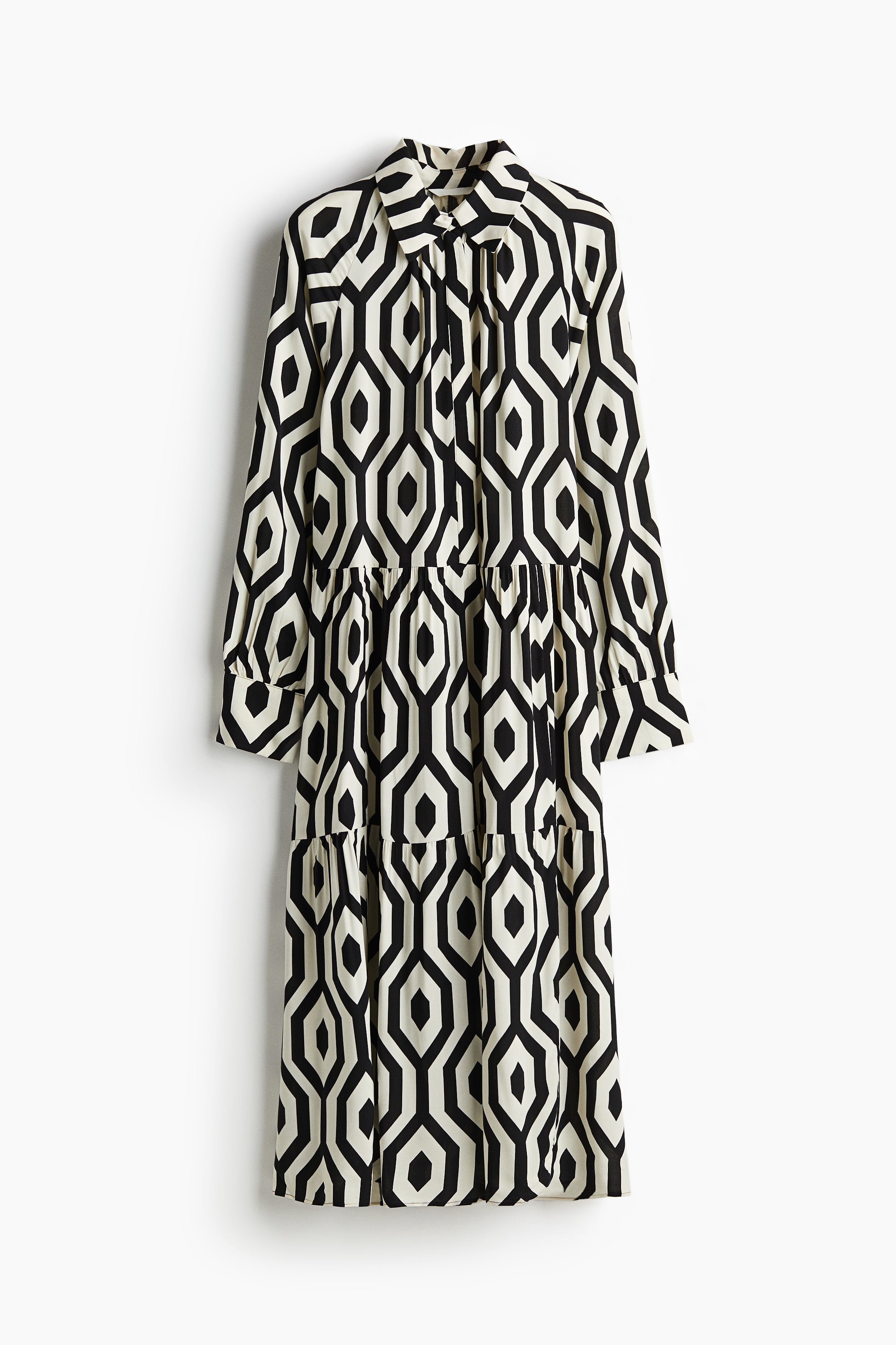 Viscose Shirt Dress - Black/patterned/Cream/green patterned/Black/white floral/White/blue patterned