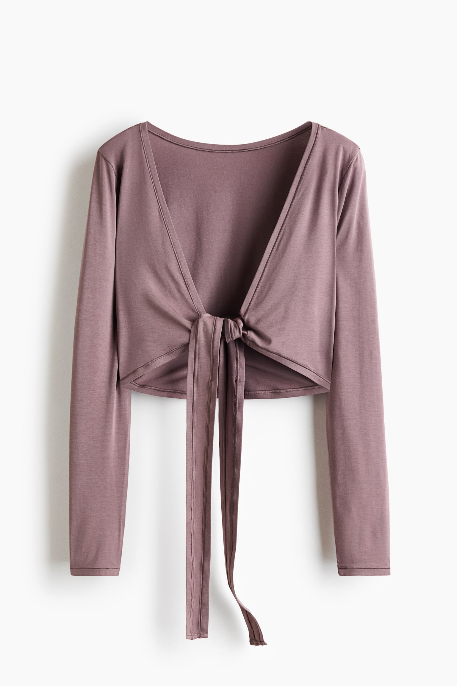 Cropped Yogashirt mit Langarm-Mattes Mauve - 2