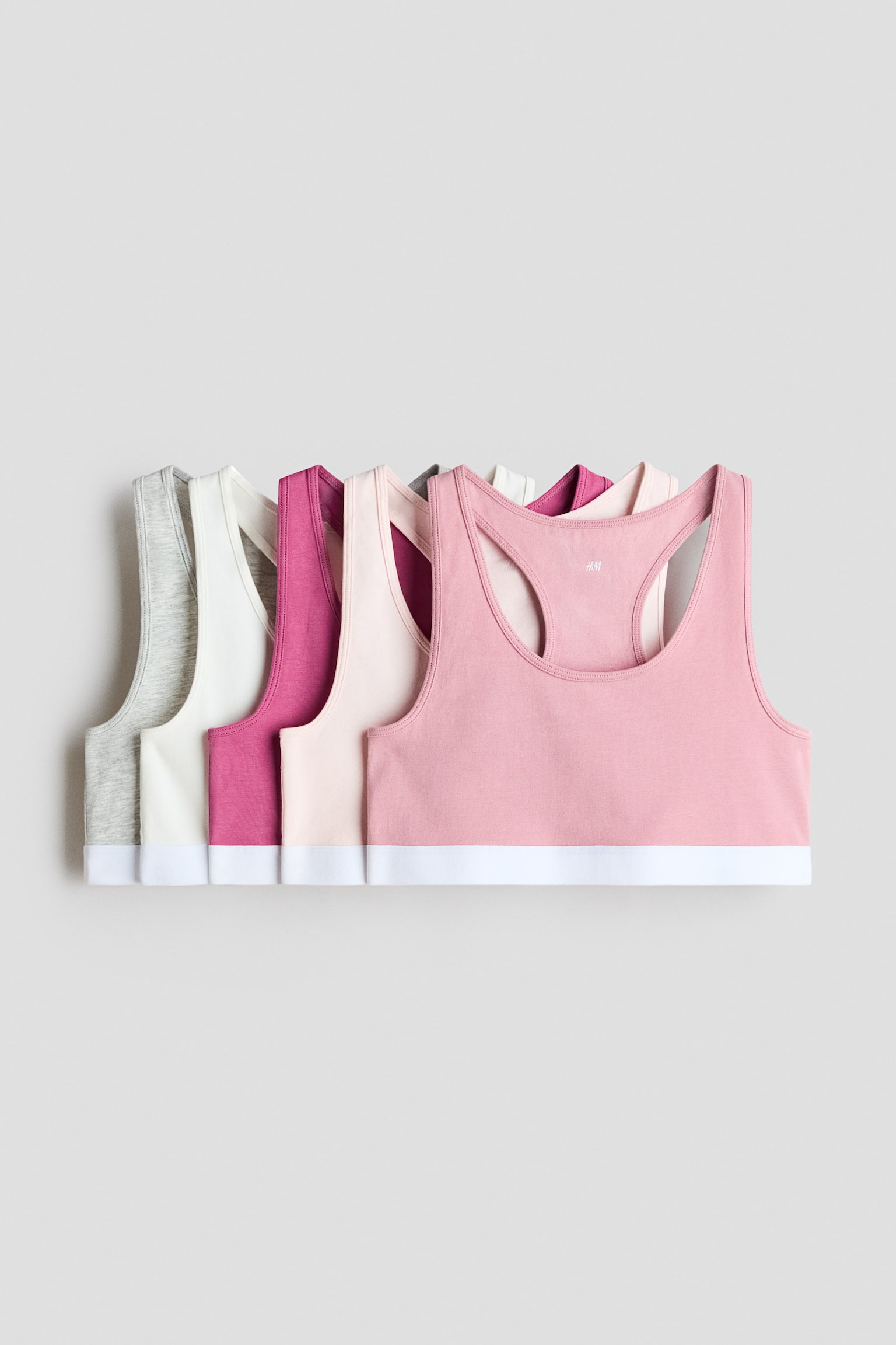 5-pack cotton tops - Pink/White/Grey/Light green/NYC/Dusty pink/Light grey marl