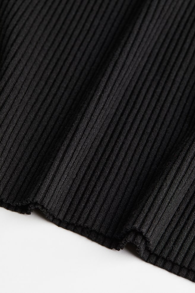 Ribbed jersey dress - Black/Beige - 6