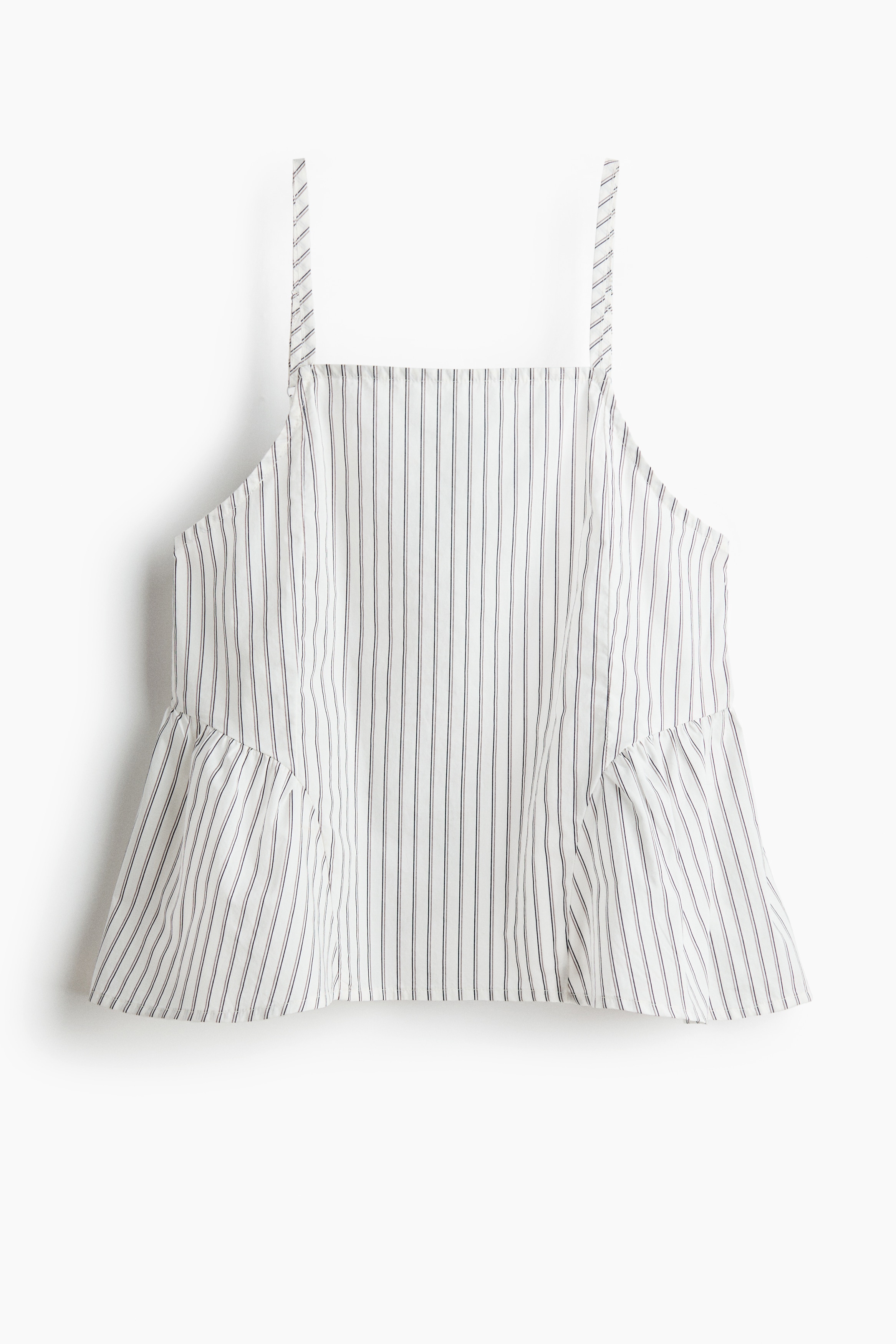 Poplin peplum top - Cream/Striped/Burgundy