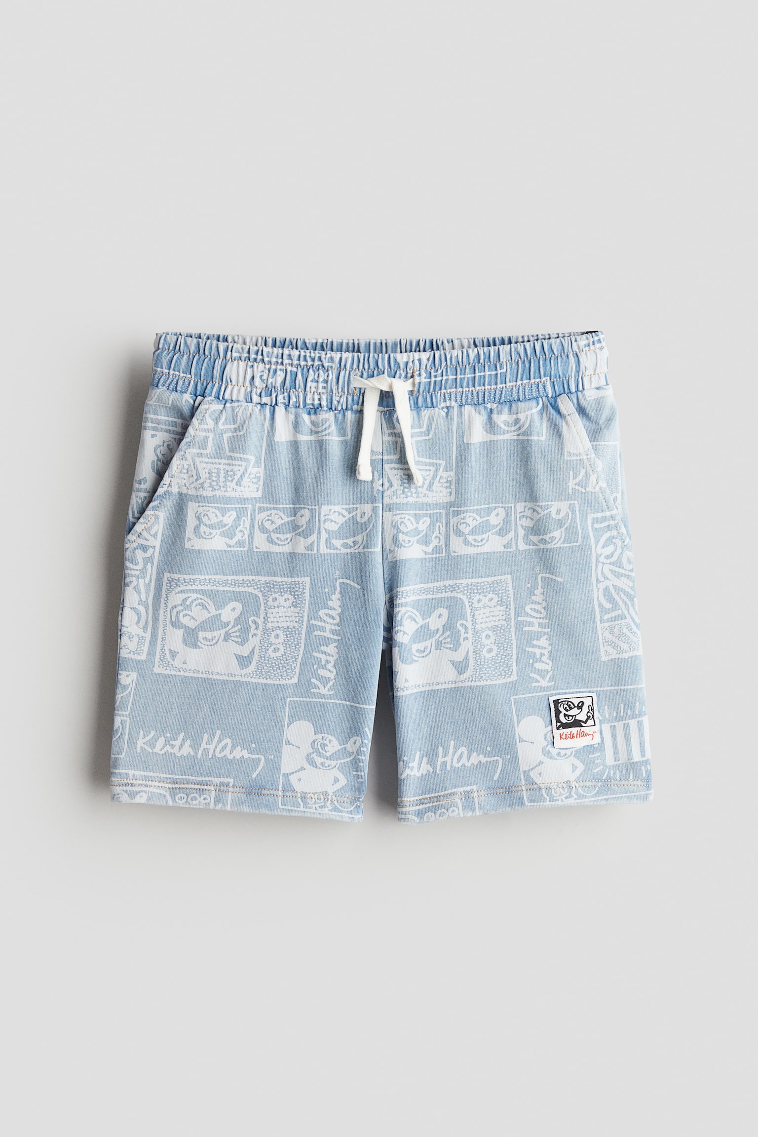 Printed jersey shorts - Light blue/Patterned - 1