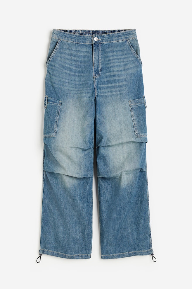 Pantaloni parachute in denim - Blu denim - 1