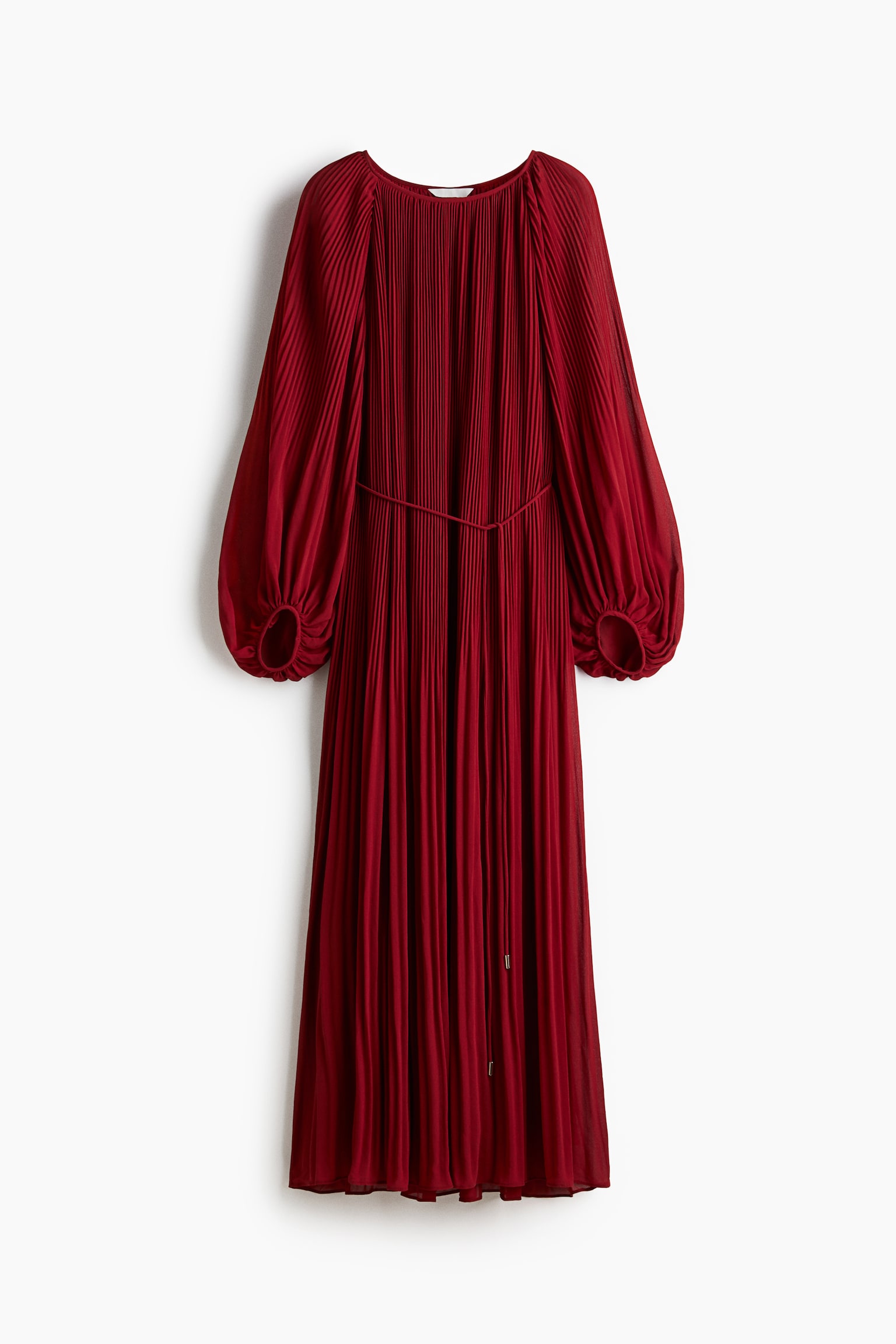 Long plissé dress - Dark red/Black - 2