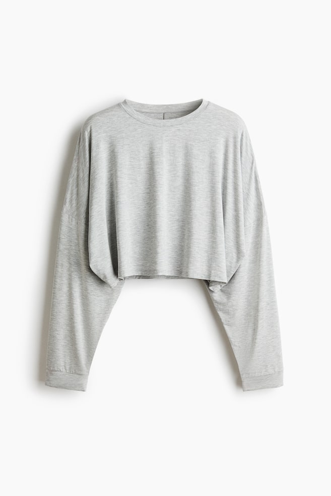 Sporttop met vleermuismouwen - Loose Fit - Lichtgrijs gemêleerd - 1