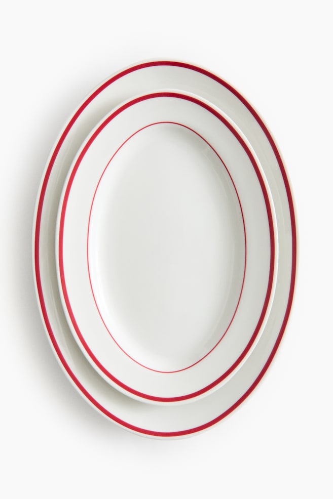 Porcelanowy półmisek 2-pak - Biały/Czerwony/Biały/Niebieski/Biały/Czarny - 1