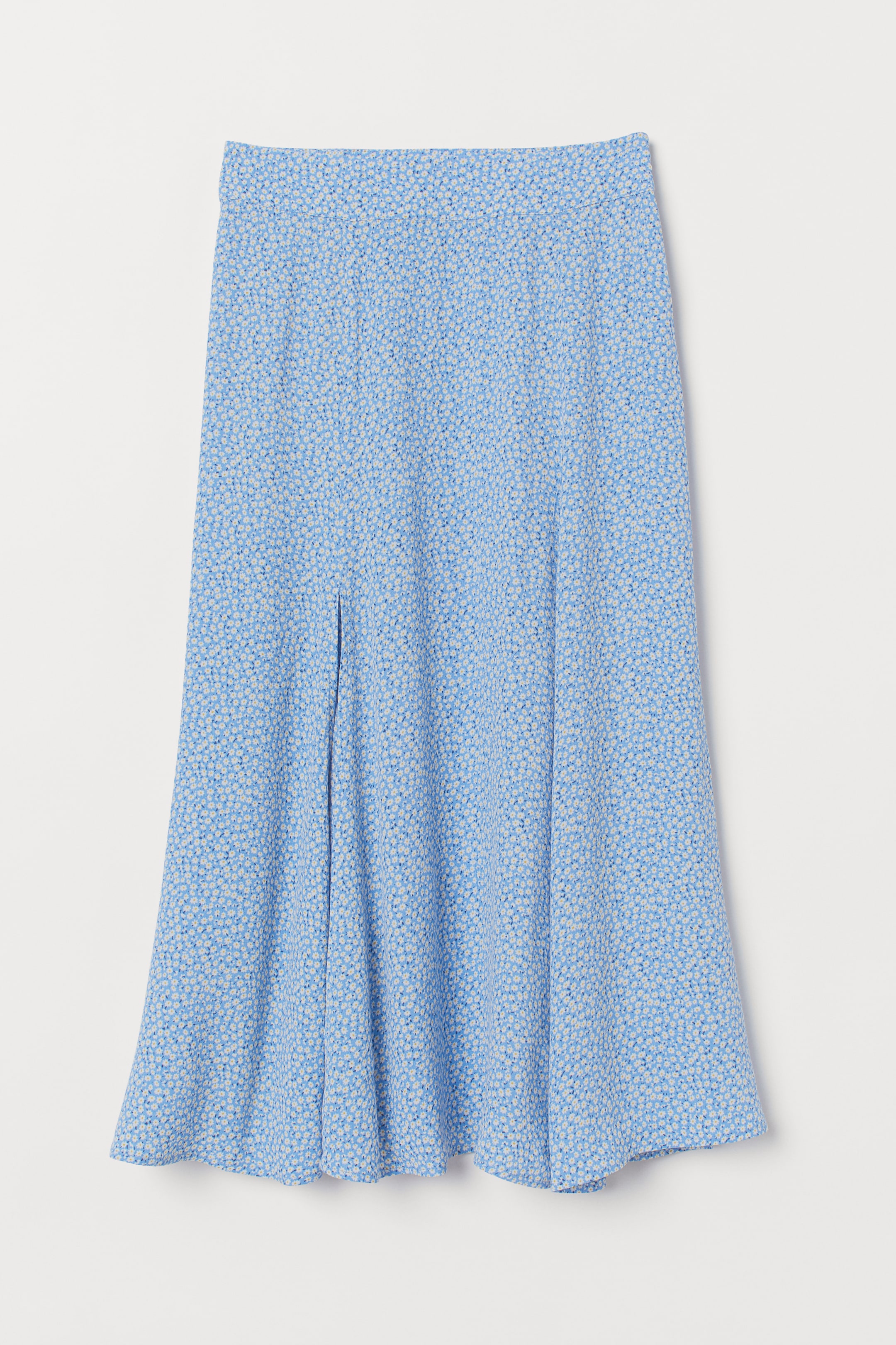 Calf-length skirt - High waist - Midi - Blue/Floral - Ladies | H&M GB