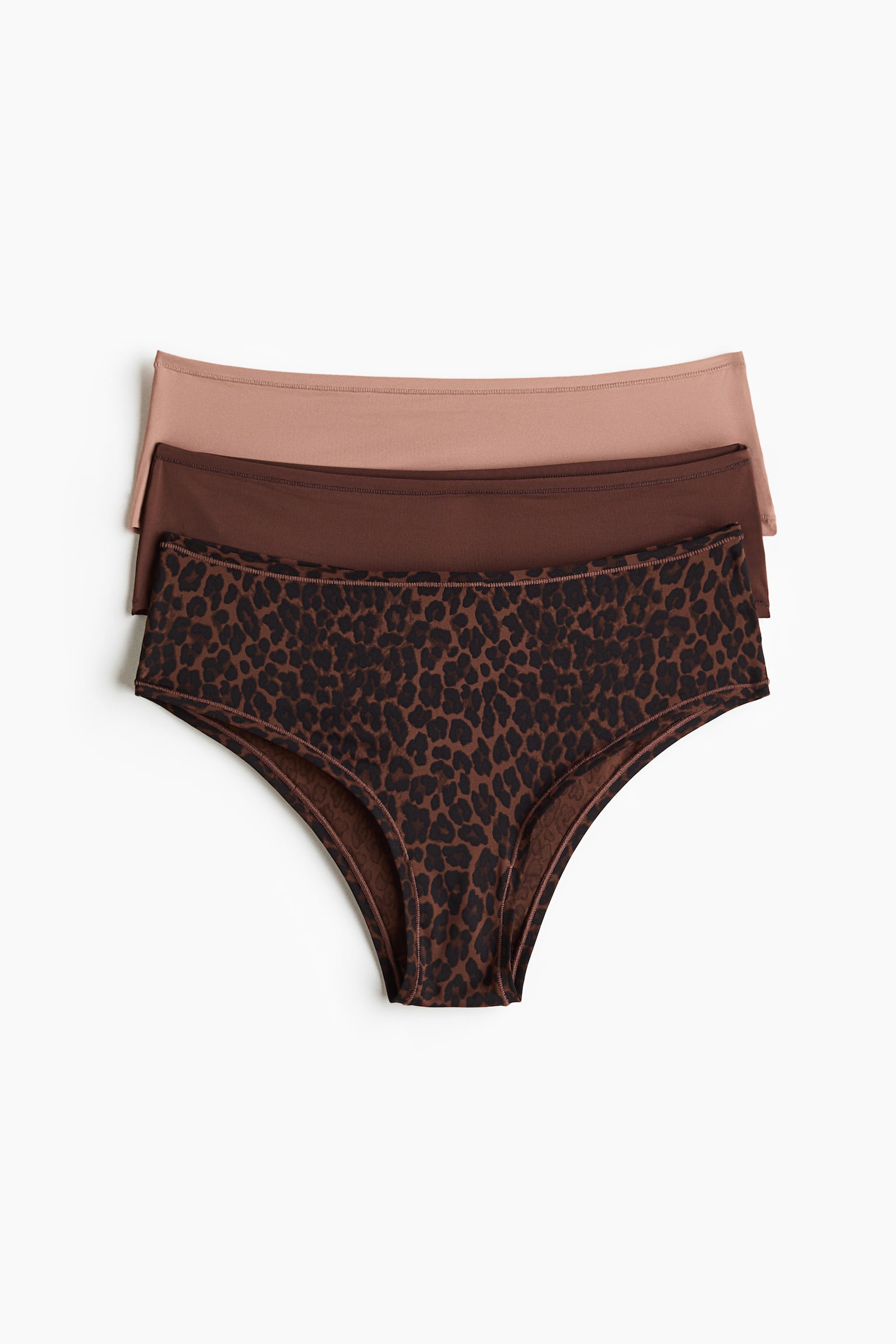 3-pack trosa hipster i mikrofiber - Brun/Leopardimitation/Beige/Svart/Vit/Mörkbrun/Rosa/Vit/Svart