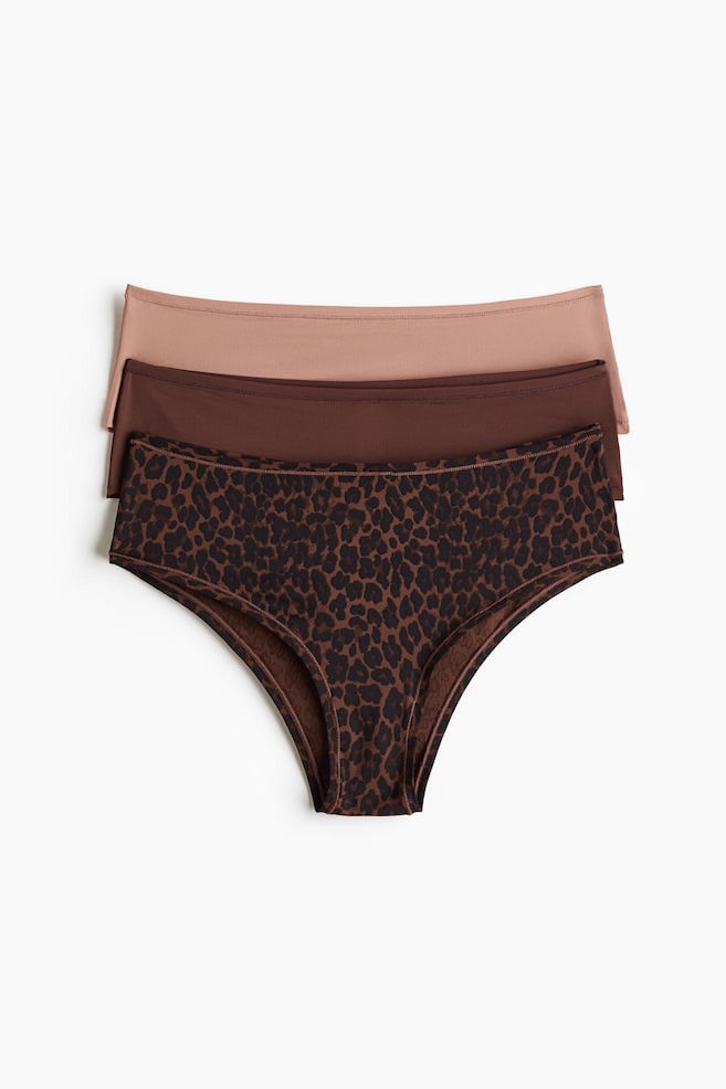 3-pak trusser Hipster i micro - Brun/Leopardmønster/Beige/Sort/Hvid/Mørkebrun/Rosa/Hvid - 1