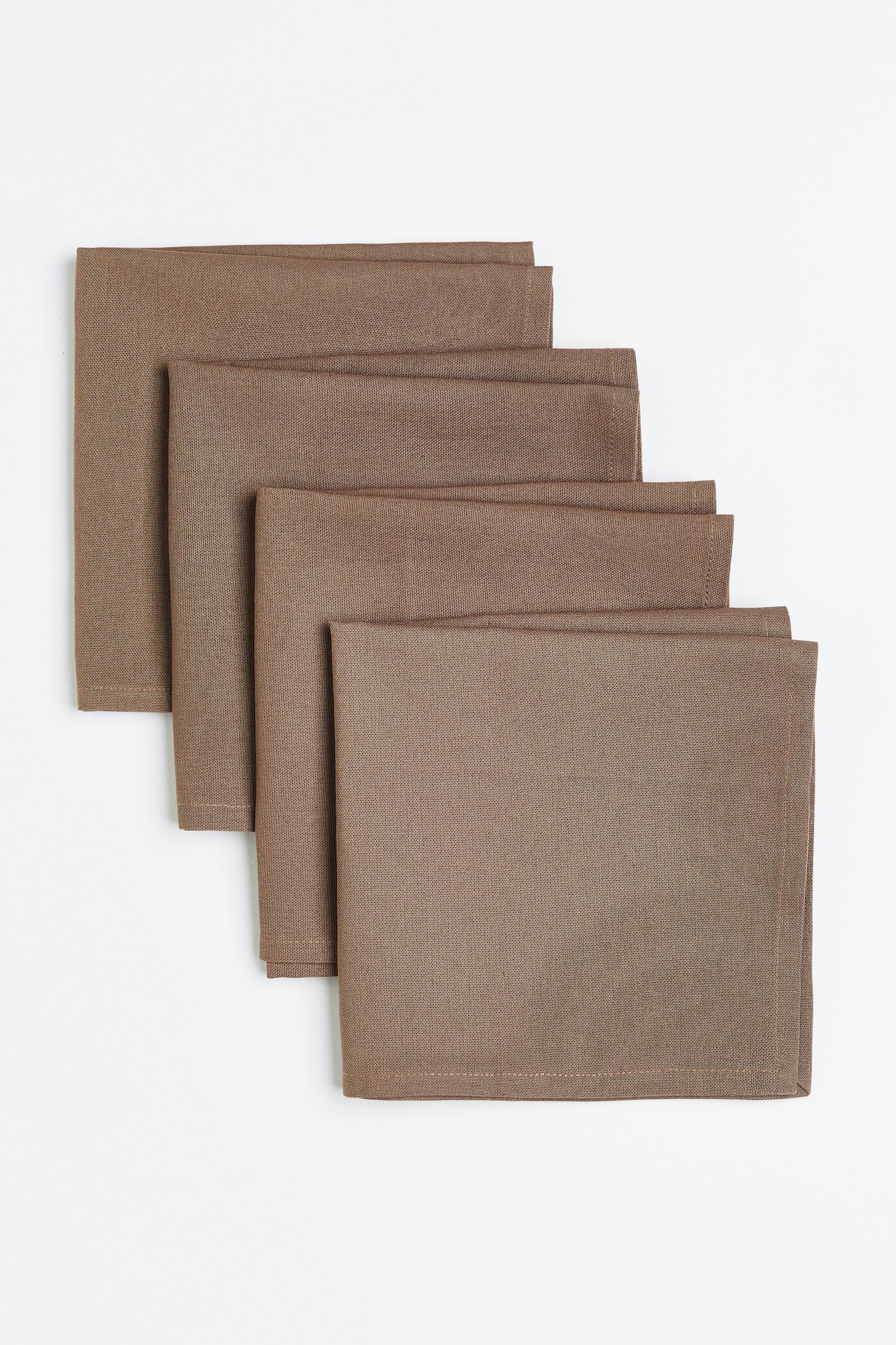 Grotere afbeelding bekijken: Set van 4 katoenen servetten - Donkertaupe - HOME | H&M NL 1