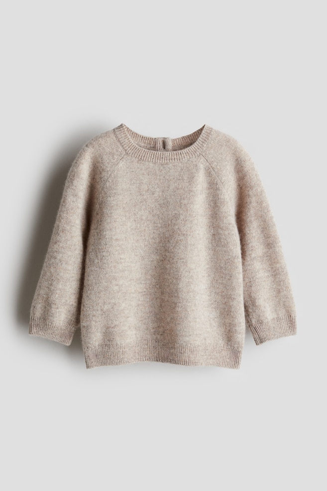 Cashmere Knit Sweater - Light beige/Light beige/Dark gray/Brown - 1